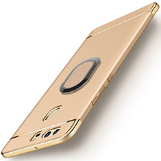 Funda Bumper Lujo Marco de Metal y Plastico Carcasa con Anillo de dedo Soporte A02 para Huawei P9 Plus Oro