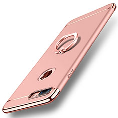 Funda Bumper Lujo Marco de Metal y Plastico Carcasa con Anillo de dedo Soporte A05 para Apple iPhone 7 Plus Oro Rosa