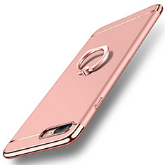 Funda Bumper Lujo Marco de Metal y Plastico Carcasa con Anillo de dedo Soporte A06 para Apple iPhone 8 Plus Oro Rosa