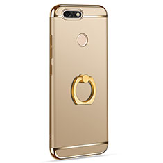 Funda Bumper Lujo Marco de Metal y Plastico Carcasa con Anillo de dedo Soporte A06 para Huawei P9 Lite Mini Oro