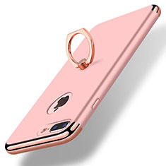 Funda Bumper Lujo Marco de Metal y Plastico Carcasa con Anillo de dedo Soporte A07 para Apple iPhone 7 Plus Oro Rosa
