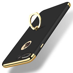 Funda Bumper Lujo Marco de Metal y Plastico Carcasa con Anillo de dedo Soporte A07 para Apple iPhone 8 Plus Negro
