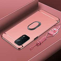 Funda Bumper Lujo Marco de Metal y Plastico Carcasa con Anillo de dedo Soporte P01 para OnePlus Nord N200 5G Oro Rosa