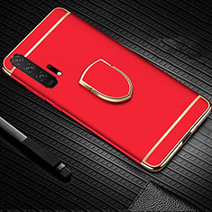 Funda Bumper Lujo Marco de Metal y Plastico Carcasa con Anillo de dedo Soporte T01 para Huawei Honor 20 Pro Rojo