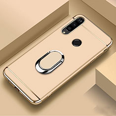 Funda Bumper Lujo Marco de Metal y Plastico Carcasa con Anillo de dedo Soporte T01 para Huawei Honor 20E Oro