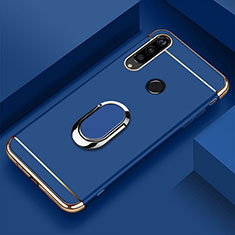 Funda Bumper Lujo Marco de Metal y Plastico Carcasa con Anillo de dedo Soporte T01 para Huawei Honor 20i Azul
