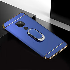Funda Bumper Lujo Marco de Metal y Plastico Carcasa con Anillo de dedo Soporte T01 para Huawei Mate 20 Azul