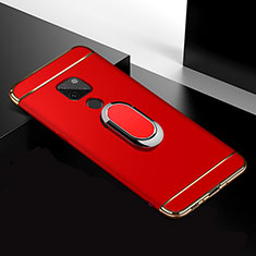 Funda Bumper Lujo Marco de Metal y Plastico Carcasa con Anillo de dedo Soporte T01 para Huawei Mate 20 Rojo