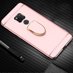 Funda Bumper Lujo Marco de Metal y Plastico Carcasa con Anillo de dedo Soporte T01 para Huawei Mate 20 X 5G Oro Rosa