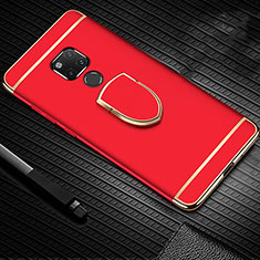 Funda Bumper Lujo Marco de Metal y Plastico Carcasa con Anillo de dedo Soporte T01 para Huawei Mate 20 X 5G Rojo