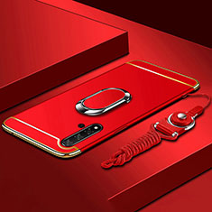Funda Bumper Lujo Marco de Metal y Plastico Carcasa con Anillo de dedo Soporte T01 para Huawei Nova 5 Pro Rojo