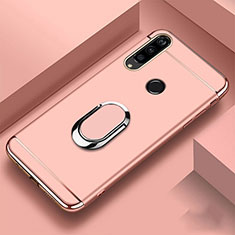 Funda Bumper Lujo Marco de Metal y Plastico Carcasa con Anillo de dedo Soporte T01 para Huawei P Smart+ Plus (2019) Oro Rosa