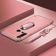 Funda Bumper Lujo Marco de Metal y Plastico Carcasa con Anillo de dedo Soporte T01 para Huawei P20 Lite (2019) Oro Rosa