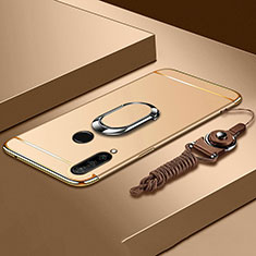 Funda Bumper Lujo Marco de Metal y Plastico Carcasa con Anillo de dedo Soporte T01 para Huawei P30 Lite New Edition Oro