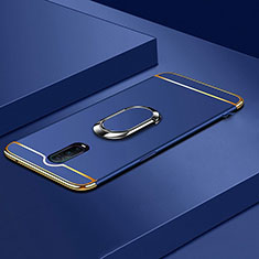 Funda Bumper Lujo Marco de Metal y Plastico Carcasa con Anillo de dedo Soporte T01 para Oppo RX17 Pro Azul