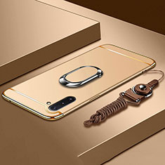 Funda Bumper Lujo Marco de Metal y Plastico Carcasa con Anillo de dedo Soporte T01 para Samsung Galaxy Note 10 Oro