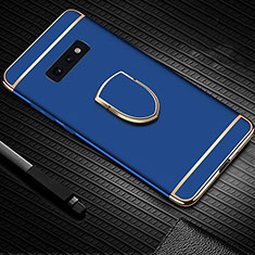 Funda Bumper Lujo Marco de Metal y Plastico Carcasa con Anillo de dedo Soporte T01 para Samsung Galaxy S10e Azul