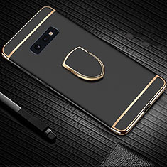 Funda Bumper Lujo Marco de Metal y Plastico Carcasa con Anillo de dedo Soporte T01 para Samsung Galaxy S10e Negro