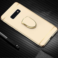 Funda Bumper Lujo Marco de Metal y Plastico Carcasa con Anillo de dedo Soporte T01 para Samsung Galaxy S10e Oro