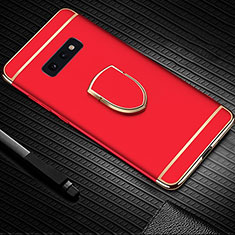 Funda Bumper Lujo Marco de Metal y Plastico Carcasa con Anillo de dedo Soporte T01 para Samsung Galaxy S10e Rojo