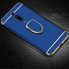 Funda Bumper Lujo Marco de Metal y Plastico Carcasa con Anillo de dedo Soporte T01 para Xiaomi Mi 9T Pro Azul