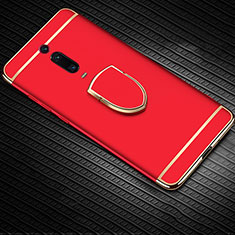 Funda Bumper Lujo Marco de Metal y Plastico Carcasa con Anillo de dedo Soporte T01 para Xiaomi Mi 9T Rojo