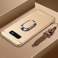 Funda Bumper Lujo Marco de Metal y Plastico Carcasa con Anillo de dedo Soporte T02 para Samsung Galaxy S10e Oro