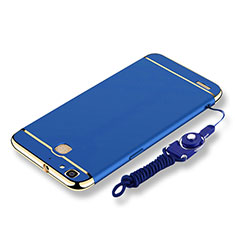 Funda Bumper Lujo Marco de Metal y Plastico Carcasa con Lanyard para Huawei G8 Mini Azul