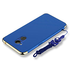 Funda Bumper Lujo Marco de Metal y Plastico Carcasa con Lanyard para Huawei Honor 6C Pro Azul