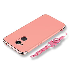 Funda Bumper Lujo Marco de Metal y Plastico Carcasa con Lanyard para Huawei Honor V9 Play Oro Rosa