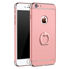 Funda Bumper Lujo Marco de Metal y Plastico con Anillo de dedo Soporte A01 para Apple iPhone 6 Oro Rosa