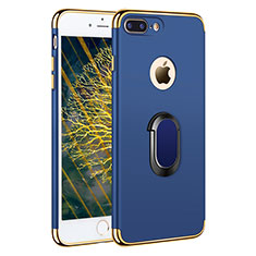 Funda Bumper Lujo Marco de Metal y Plastico con Anillo de dedo Soporte A01 para Apple iPhone 8 Plus Azul