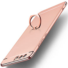 Funda Bumper Lujo Marco de Metal y Plastico con Anillo de dedo Soporte A01 para Huawei P10 Oro Rosa