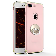 Funda Bumper Lujo Marco de Metal y Plastico con Anillo de dedo Soporte A04 para Apple iPhone 7 Plus Rosa
