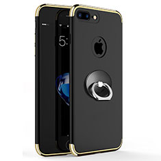 Funda Bumper Lujo Marco de Metal y Plastico con Anillo de dedo Soporte A04 para Apple iPhone 8 Plus Negro