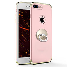 Funda Bumper Lujo Marco de Metal y Plastico con Anillo de dedo Soporte A04 para Apple iPhone 8 Plus Rosa