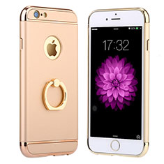 Funda Bumper Lujo Marco de Metal y Plastico con Anillo de dedo Soporte A05 para Apple iPhone 6S Oro