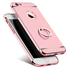 Funda Bumper Lujo Marco de Metal y Plastico con Anillo de dedo Soporte para Apple iPhone 6 Oro Rosa