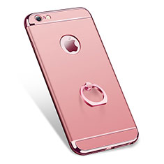 Funda Bumper Lujo Marco de Metal y Plastico con Anillo de dedo Soporte para Apple iPhone 6 Plus Oro Rosa