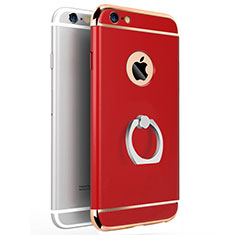 Funda Bumper Lujo Marco de Metal y Plastico con Anillo de dedo Soporte para Apple iPhone 6 Rojo