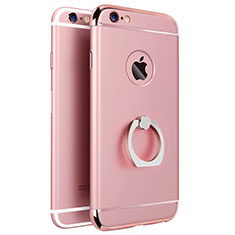 Funda Bumper Lujo Marco de Metal y Plastico con Anillo de dedo Soporte para Apple iPhone 6S Plus Rosa