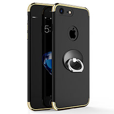 Funda Bumper Lujo Marco de Metal y Plastico con Anillo de dedo Soporte para Apple iPhone 7 Negro