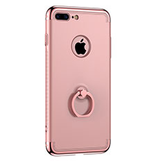 Funda Bumper Lujo Marco de Metal y Plastico con Anillo de dedo Soporte para Apple iPhone 8 Plus Oro Rosa