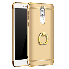 Funda Bumper Lujo Marco de Metal y Plastico con Anillo de dedo Soporte para Huawei Honor 6X Pro Oro