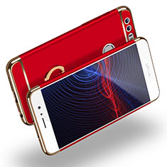 Funda Bumper Lujo Marco de Metal y Plastico con Anillo de dedo Soporte para Huawei Honor 8 Rojo