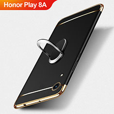 Funda Bumper Lujo Marco de Metal y Plastico con Anillo de dedo Soporte para Huawei Honor Play 8A Negro