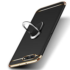 Funda Bumper Lujo Marco de Metal y Plastico con Anillo de dedo Soporte para Huawei Honor View 10 Negro