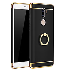 Funda Bumper Lujo Marco de Metal y Plastico con Anillo de dedo Soporte para Xiaomi Mi 5S Plus Negro