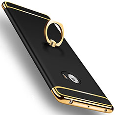 Funda Bumper Lujo Marco de Metal y Plastico con Anillo de dedo Soporte para Xiaomi Mi Note 2 Negro