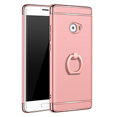 Funda Bumper Lujo Marco de Metal y Plastico con Anillo de dedo Soporte para Xiaomi Mi Note 2 Oro Rosa